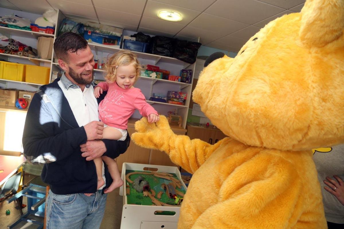 Pudsey Bear visits youngsters at Poole Hospital. Pictures by Jon Beal, Bournemouth Daily Echo. 