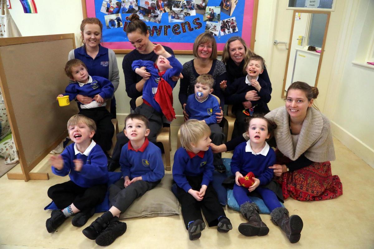 Wrens reception class at Linwood School in Winton. Student Vicky Colledge, with TA's Sophie Etheridge and Fee Van Gent, with Teacher Sarah Berger and TA Nicky Jolly. 