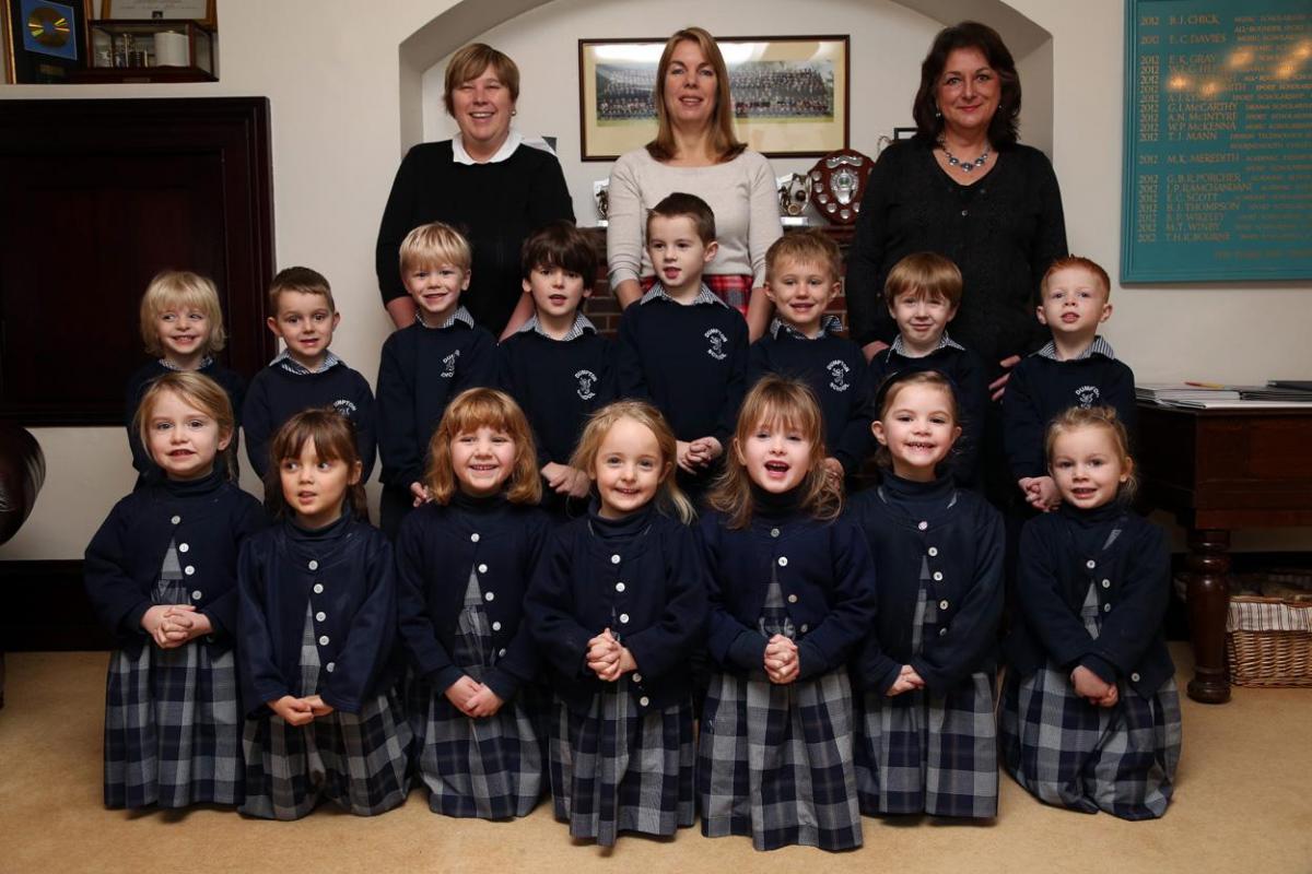 Reception class at Dumpton School. Pictured are teacher Sharon Morton, back centre, TA Clare Goulding, back left and TA Mary McMillen, back right.