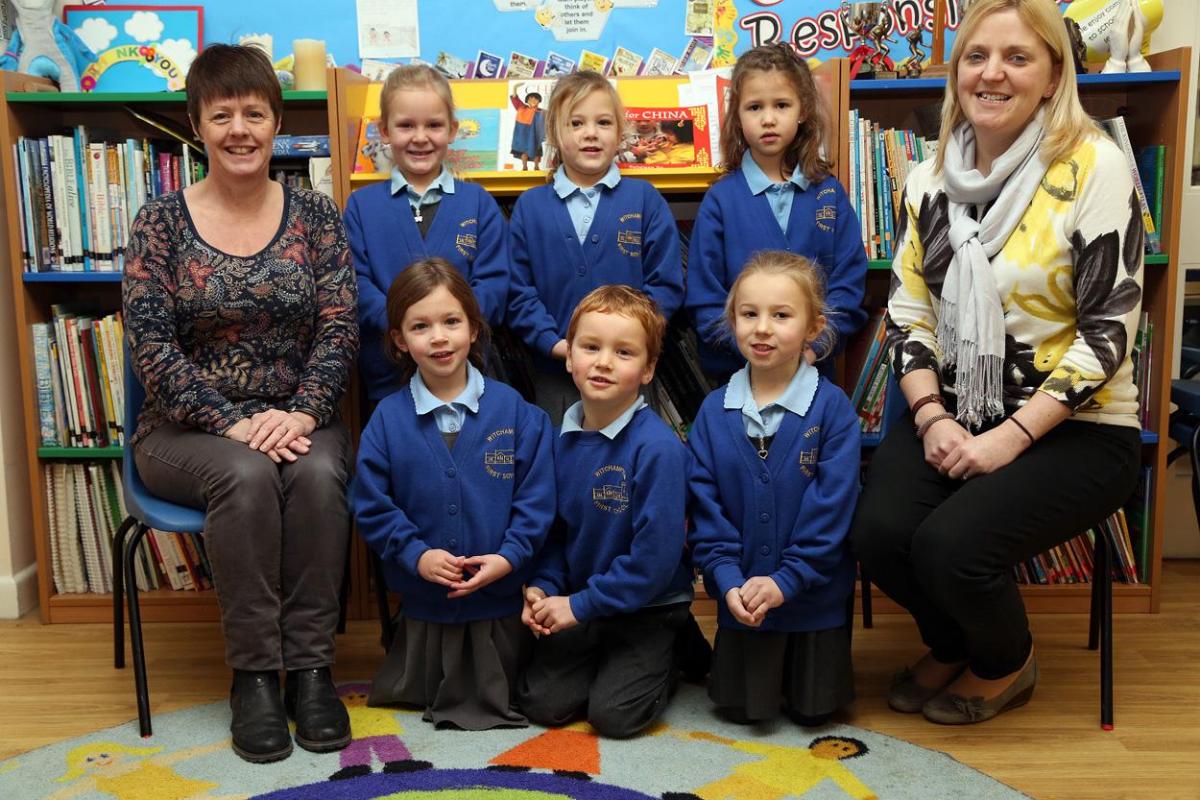Reception class at Witchampton First School. Pictured are teacher Kerry Goodwin, right and TA Julie Dore.
