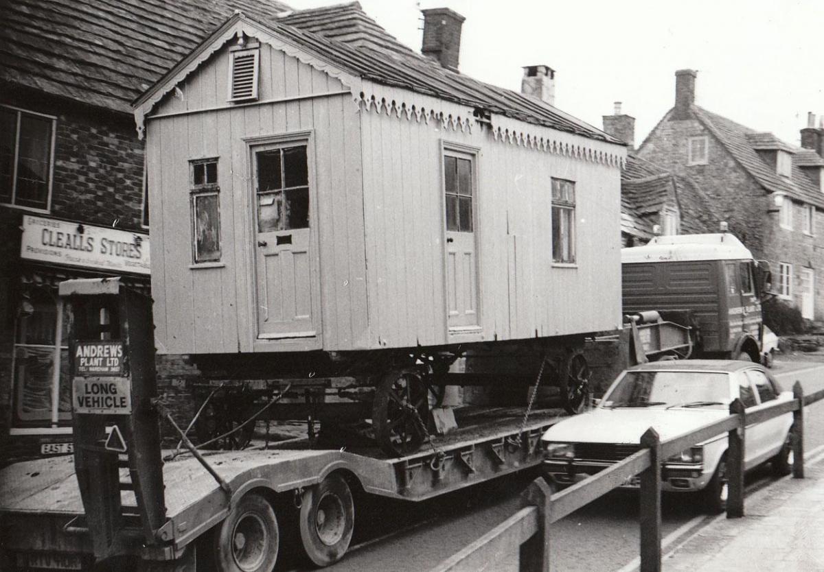 In March 1982, a caravan, built in 1880s, that was the former home of a noted photographer attracted, great attention when it was moved from Whiteways Farm in Church Knowle, through Corfe Castle to Swanage. Picture: Arthur Grant