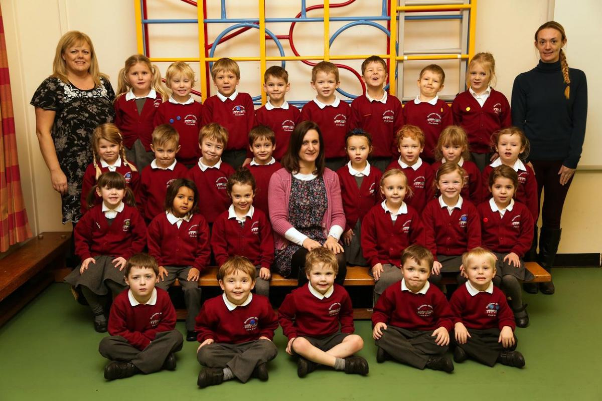 Reception class at Sturminster Marshall First School. Pictured are teacher Helen Hockham, centre, TA Lorraine Warrener, left and one to one Amy Gatrill.