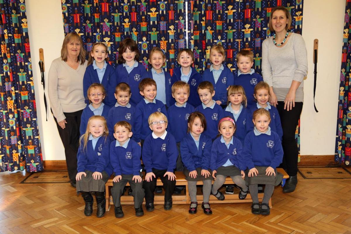 Silver Birch reception class at Ashley Infant School in New Milton. Pictured are teacher Pippa Phillips, right, and TA Chris Toop.
