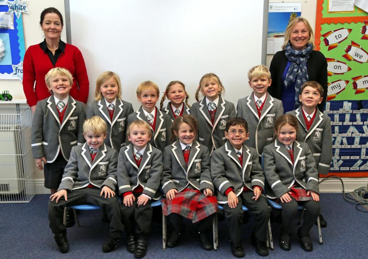 RM reception class at Durlston Court Prep School. Pictured are teacher Mrs Mitchell, right and TA Mrs Meyrick.