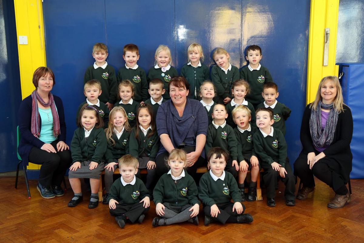 Foxes reception class at New Milton Infant School. Pictured are teacher Mrs Paice, centre, TA Mrs Newham, left and TA Mrs Bloor.