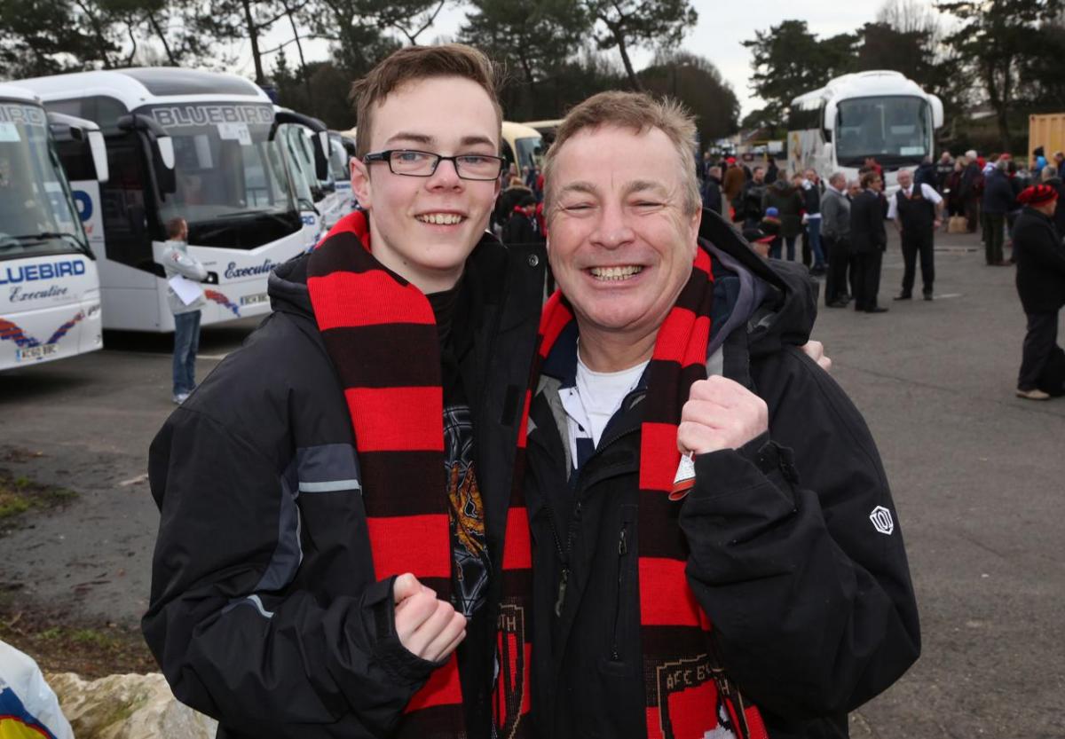 AFC Bournemouth fans set off for the FA Cup tie at Aston Villa on Sunday, January 25, 2015. Pictures by Richard Crease. 