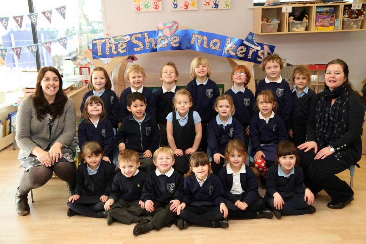 Reception class at St Mary's Primary School, Swanage. Pictured is teacher Louise Gray, left and TA Rebecca White.
