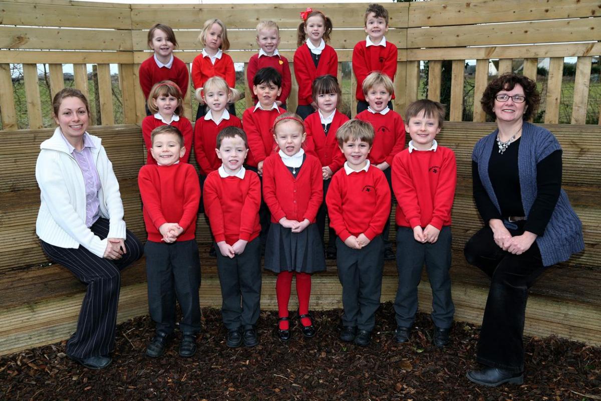 Reception class at Sopley Primary School. Pictured are teacher Dawn Potts, right and TA Fiona Thomas.