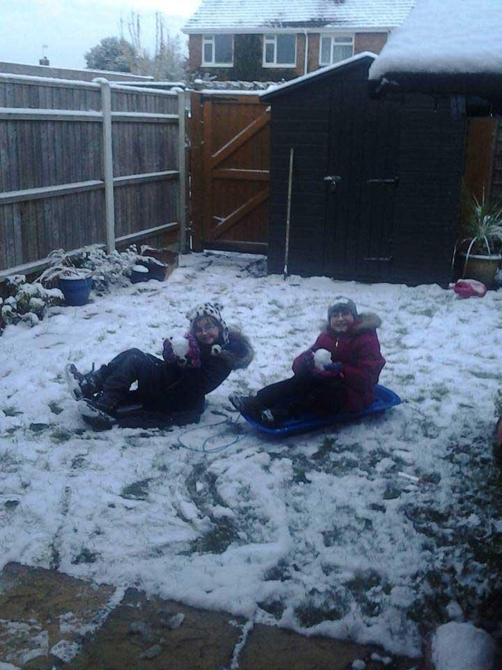 Danielle and Rosie playing in the snow