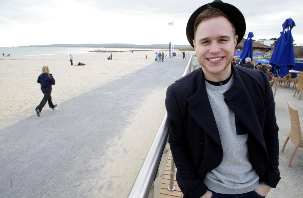 Olly Murs at Sandbanks beach while staying in Bournemouth for two concerts during 2012