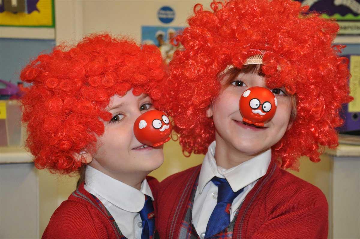 St Thomas Garnets school pupils made their 'face funny for money' and have spent the last few weeks buying lots of red noses in support.