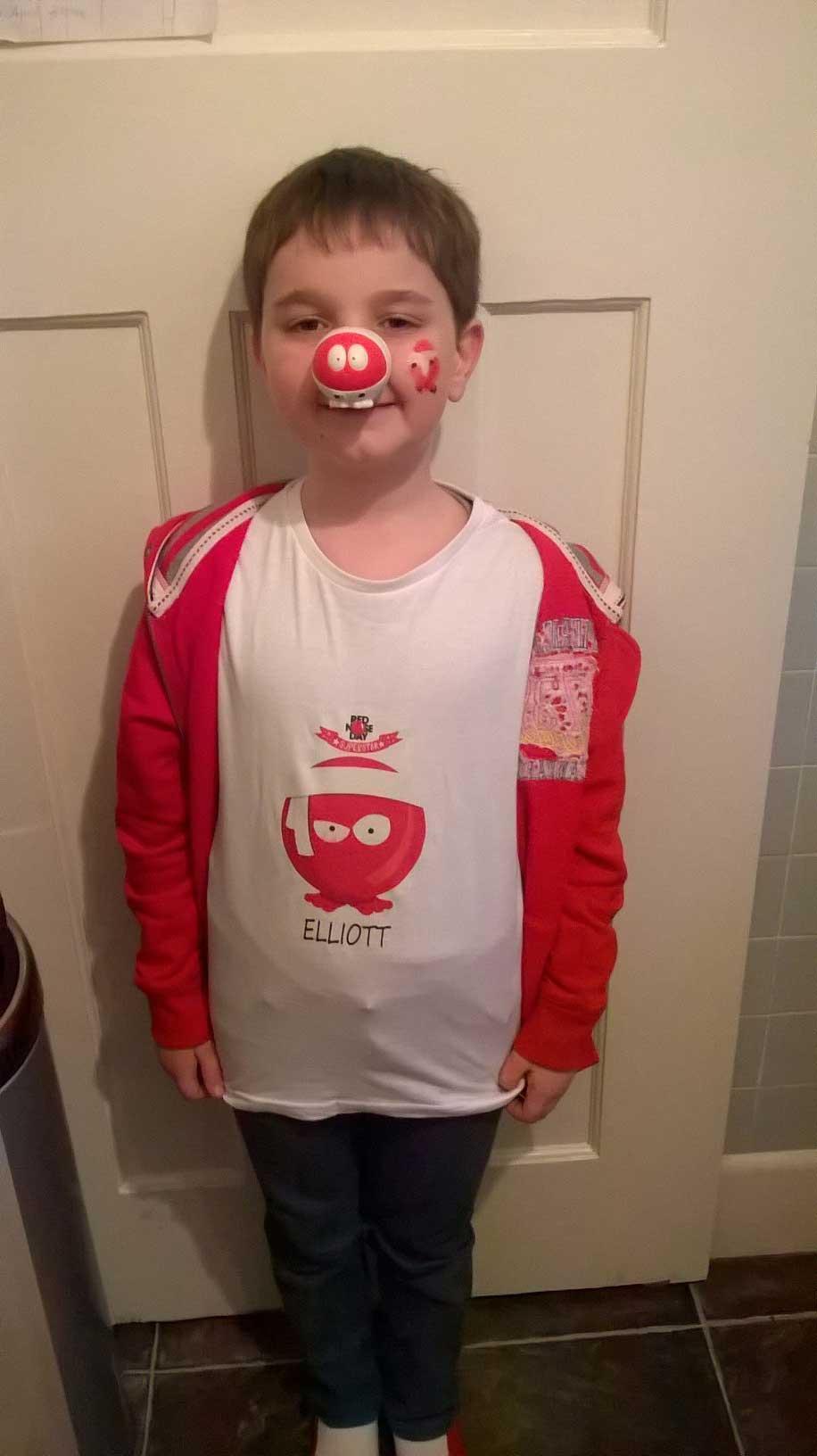 This youngster wore his red nose to for Comic Relief
