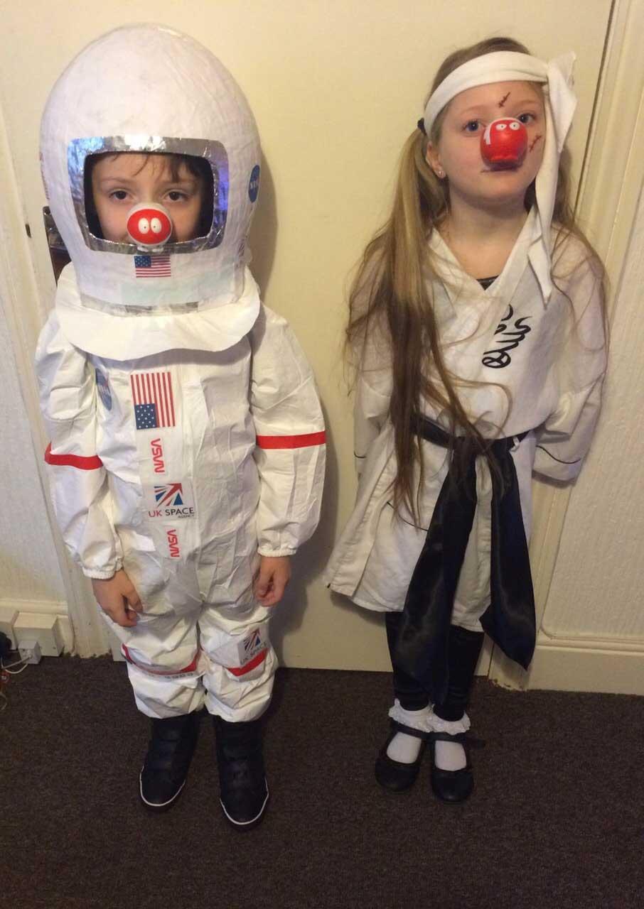 Oscar and Grace had to go to school as they red noses!! As astro-snort and karate conk!
