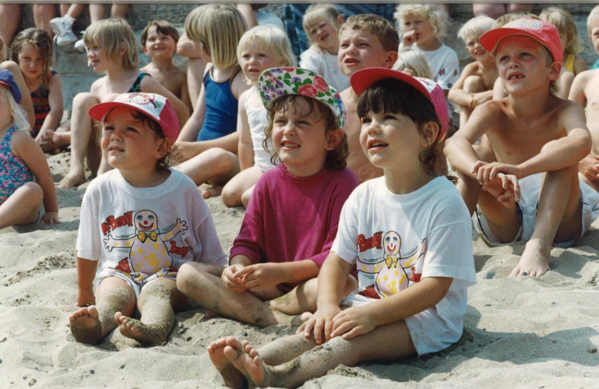 Kids enjoying the  Punch and Judy show at the Swanage Regatta in 1994