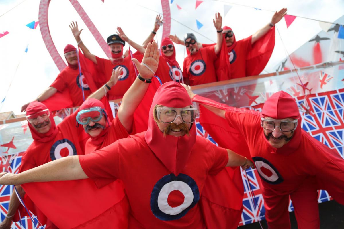 The Rotary International Red Arrows during Swanage Carnival parade in 2014