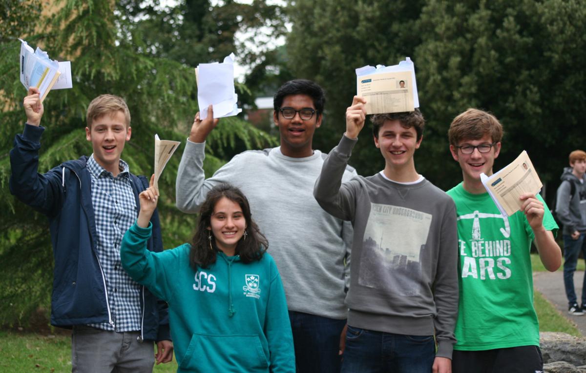 A Level results day 2015 at St Peter's School. 