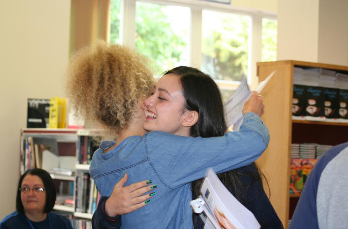 A Level results day 2015 at St Peter's School. 