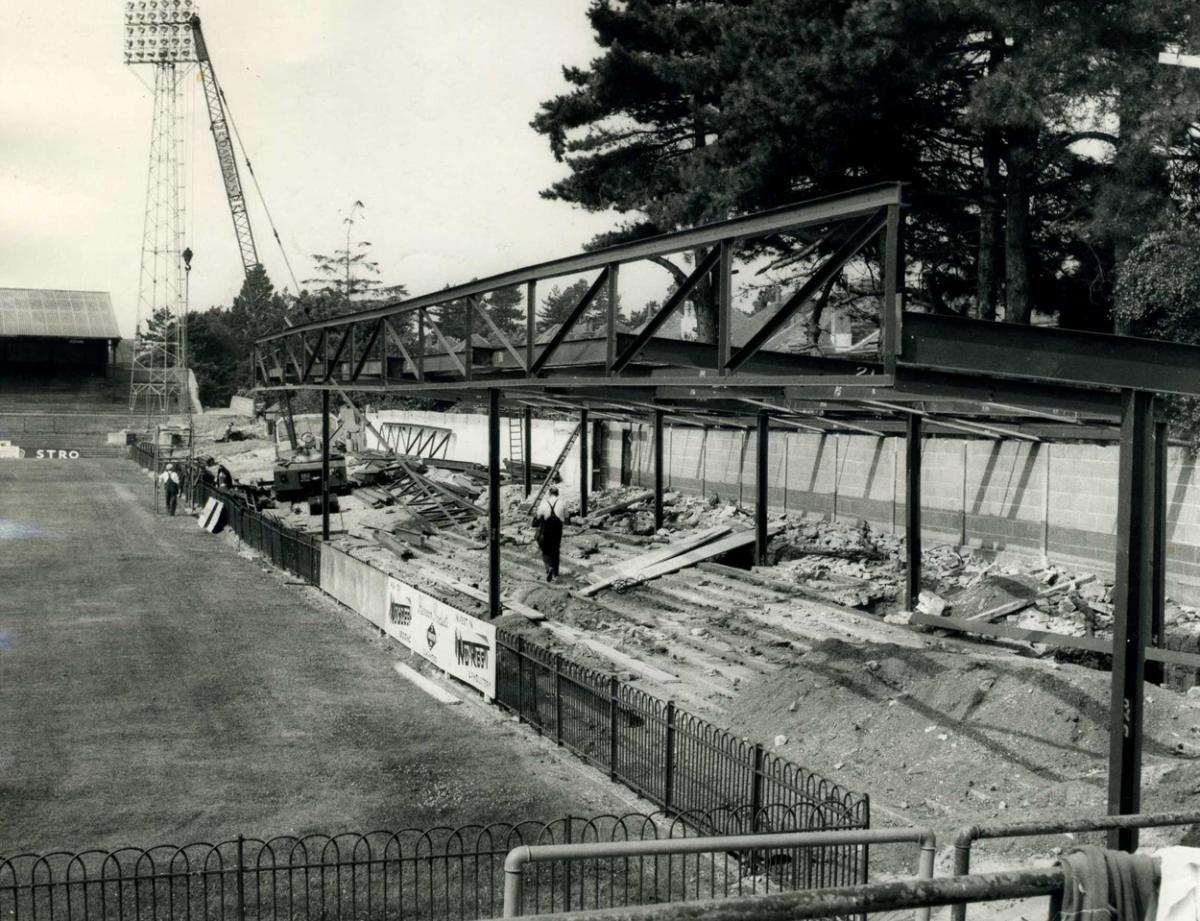 The new stand being erected at Dean Court in August 1964.  A selection of the images that are featured in the Daily Echo, AFC Bournemouth Photographic Book. 