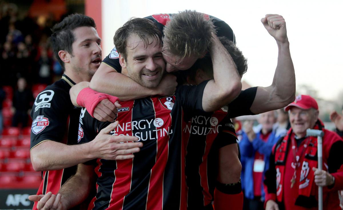 AFC Bournemouth v Millwall,  Brett Pitman celebrates netting Bournemouth's second goal.  A selection of the images that are featured in the Daily Echo, AFC Bournemouth Photographic Book. 