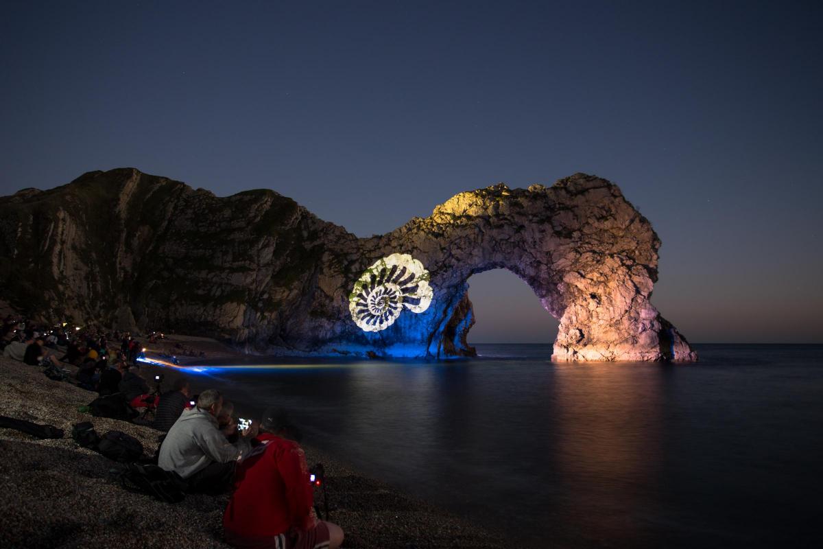 Durdle Door was illuminated for one night only as part of the Night of Heritage Light event. By Mike Tutt