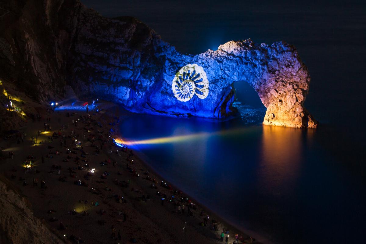 Durdle Door was illuminated for one night only as part of the Night of Heritage Light event. By Simon Nash