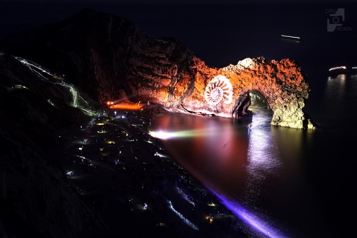 Durdle Door was illuminated for one night only as part of the Night of Heritage Light event. By Dan Roads Photography