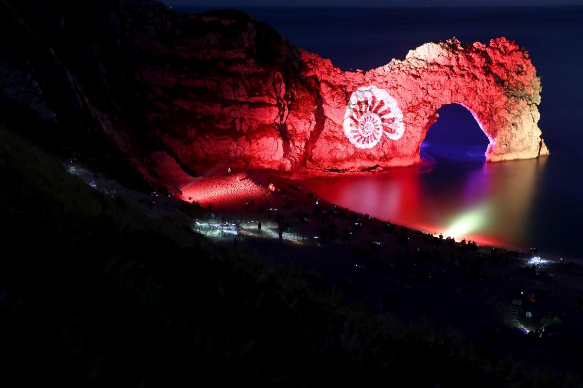 Durdle Door was illuminated for one night only as part of the Night of Heritage Light event. 