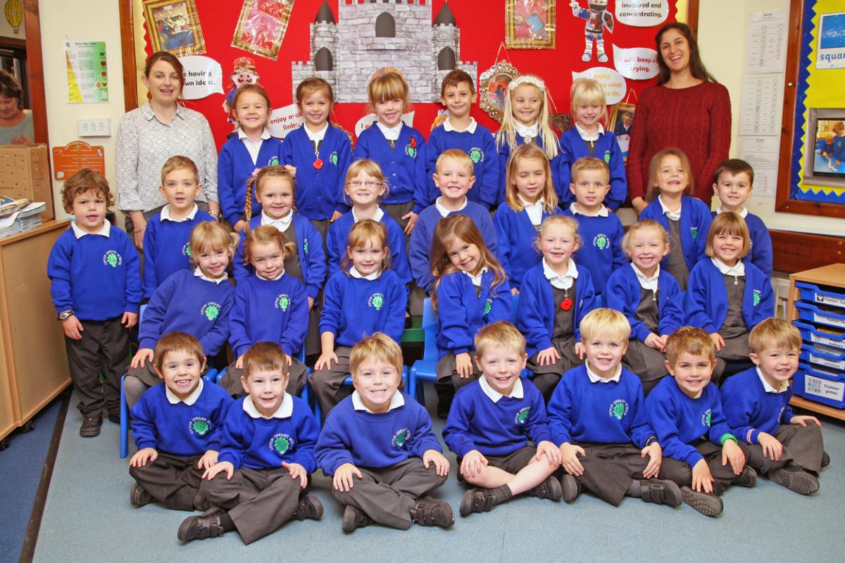 Ladybirds class at Upton Infant School with teacher Rebecca Gdesis, right and TA Gabby Whitchurch, left.