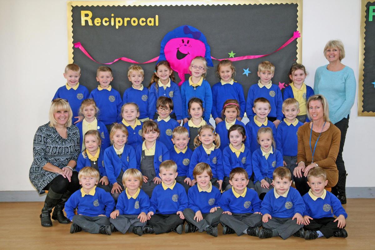 Jellyfish class at Twin Sails Infants School with teacher Sarah Howell, front right, TA Tracy Jones, back right and TA Alison Champion, left.