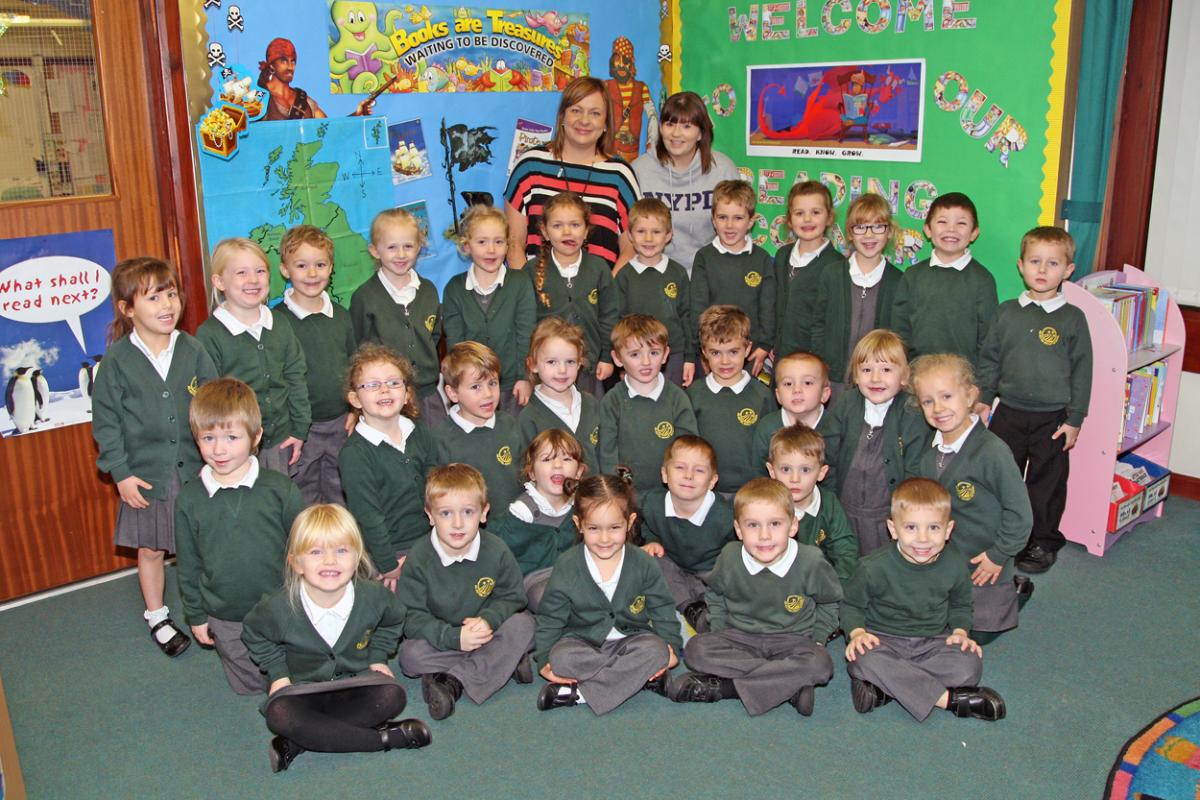 Stars class at Ad Astra Infants School with teacher Helen Day, right and TA Kelly Lewis, left.