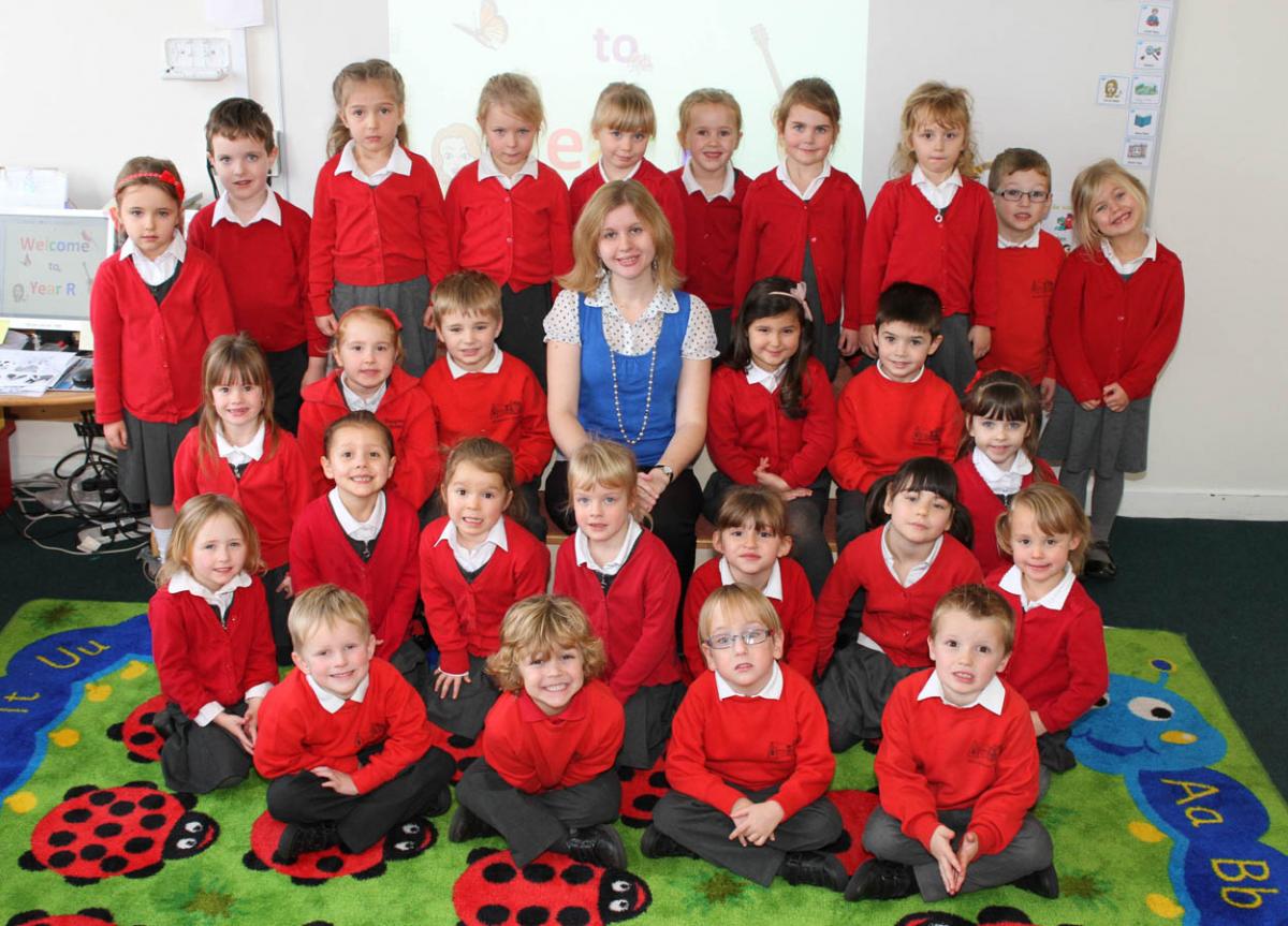  Reception pupils with their class teacher Miss Rachel Boucher.