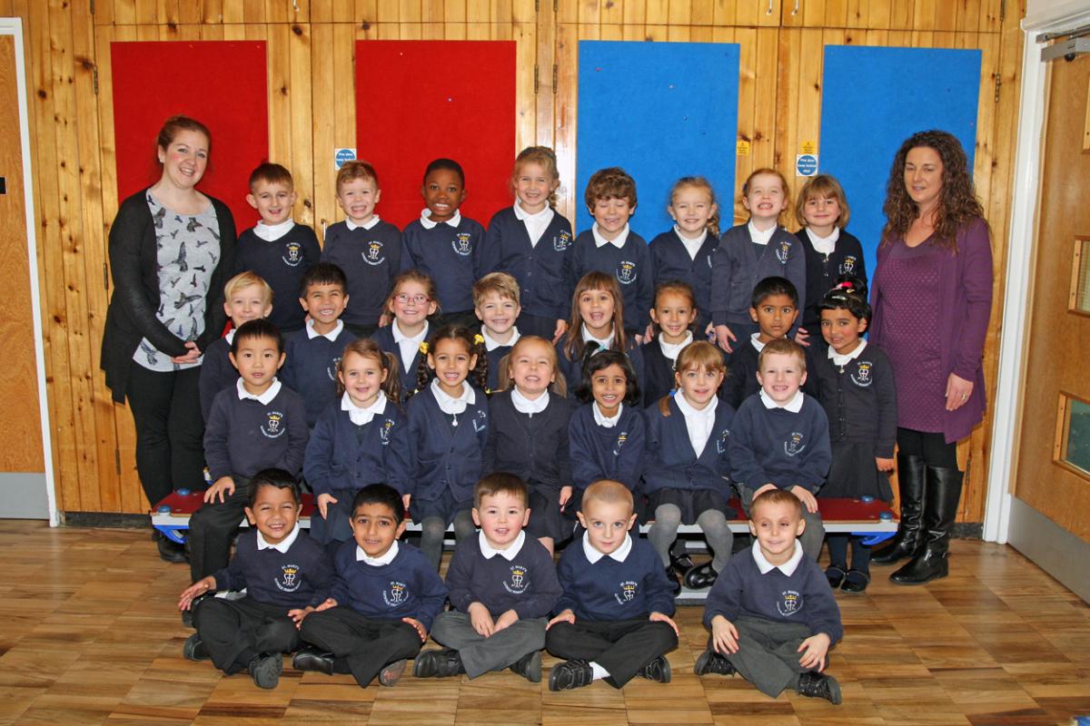 Seals class at St Mary's Primary School with teacher Aileen Dobbing, left and TA Michelle Houldsworth, right.