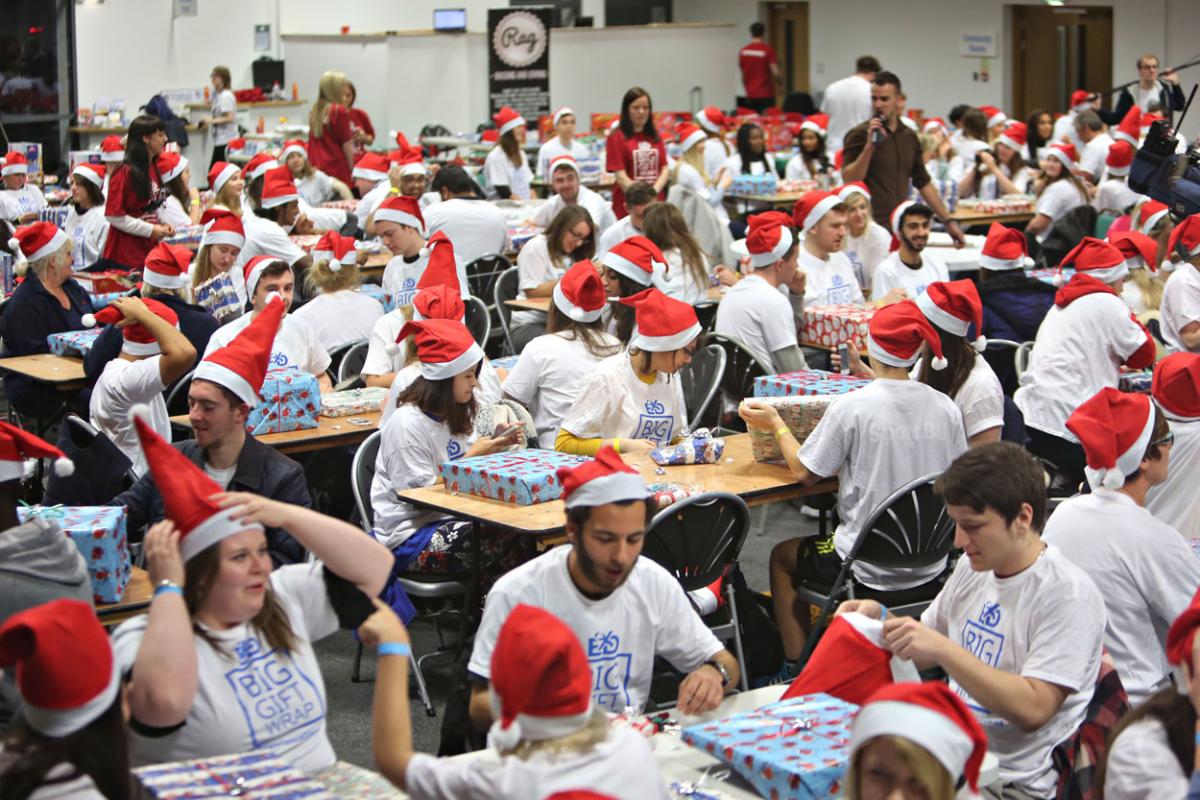 Bournemouth University, Experience Days and toy company Mattel aim to break the Guinness World Record for the most people wrapping presents simultaneously. 