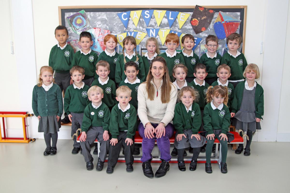Ladybird class at Corfe Castle Primary School with teacher Victoria Oakes.