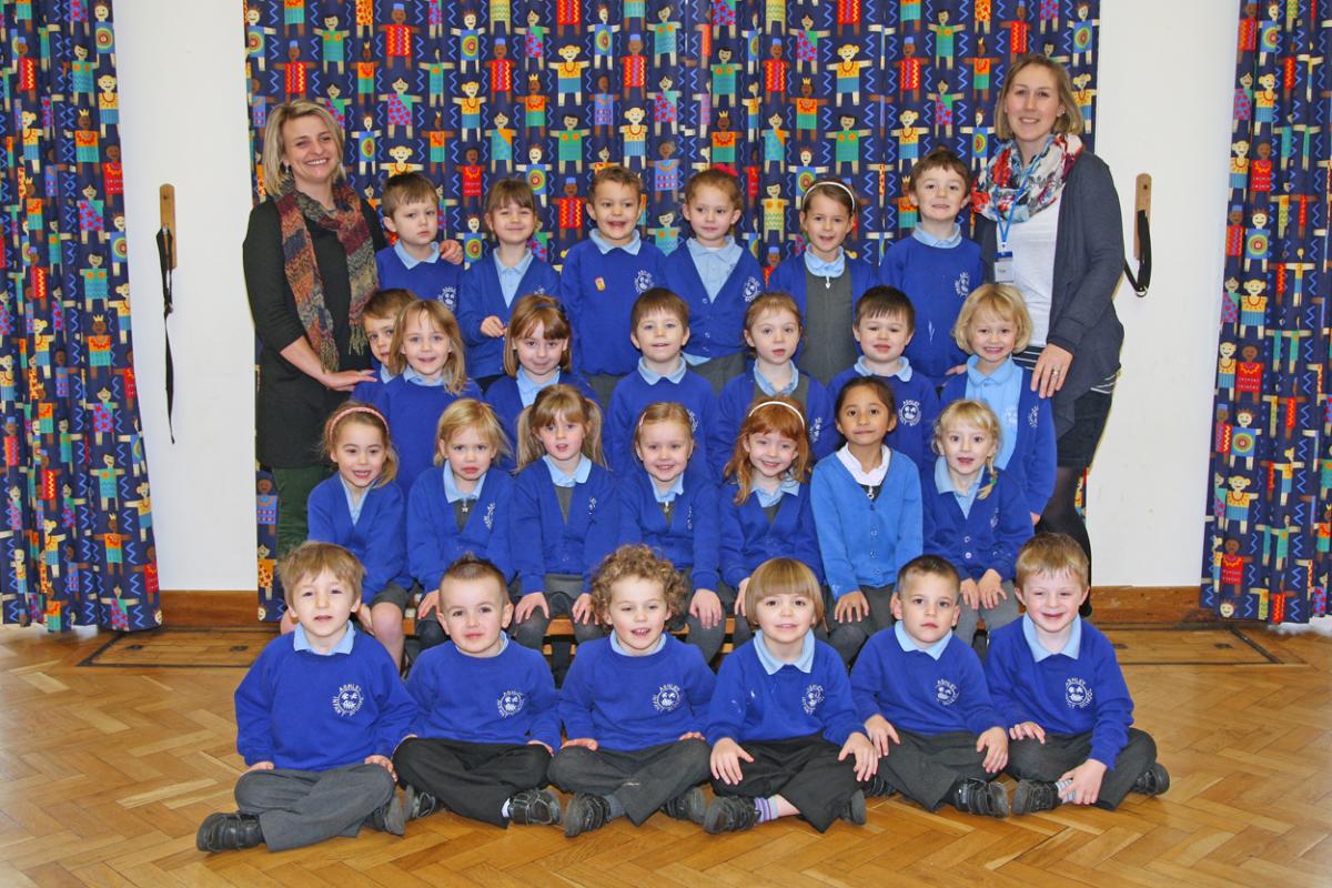Silver Birch class at Ashley Infants School with teacher Pippa Phillips, right and TA Keida Pressey, left.