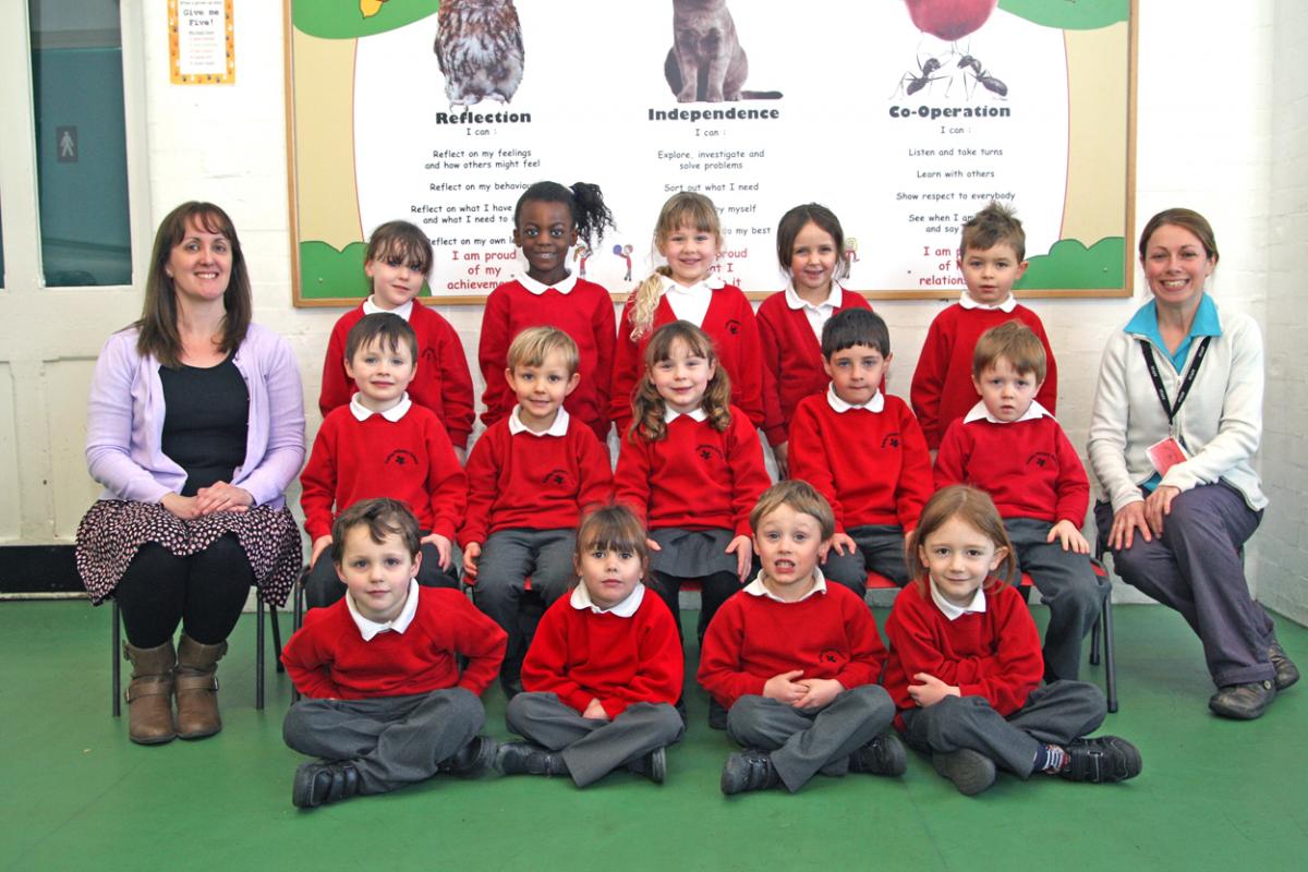 Rabbits class at Sopley Primary School with teacher Claire Bleakley, left and TA Fiona Thomas, right.