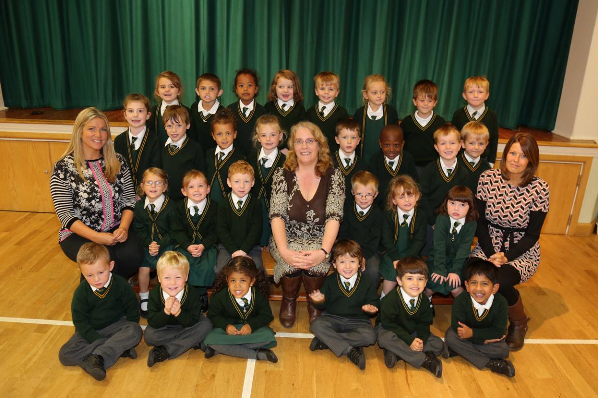 Reception children in Dolphins class at St James' C of E Primary School in Pokesdown with teacher Caroline Eggart,centre, and TA's Suzy Garel-Jones and Sally Jones.