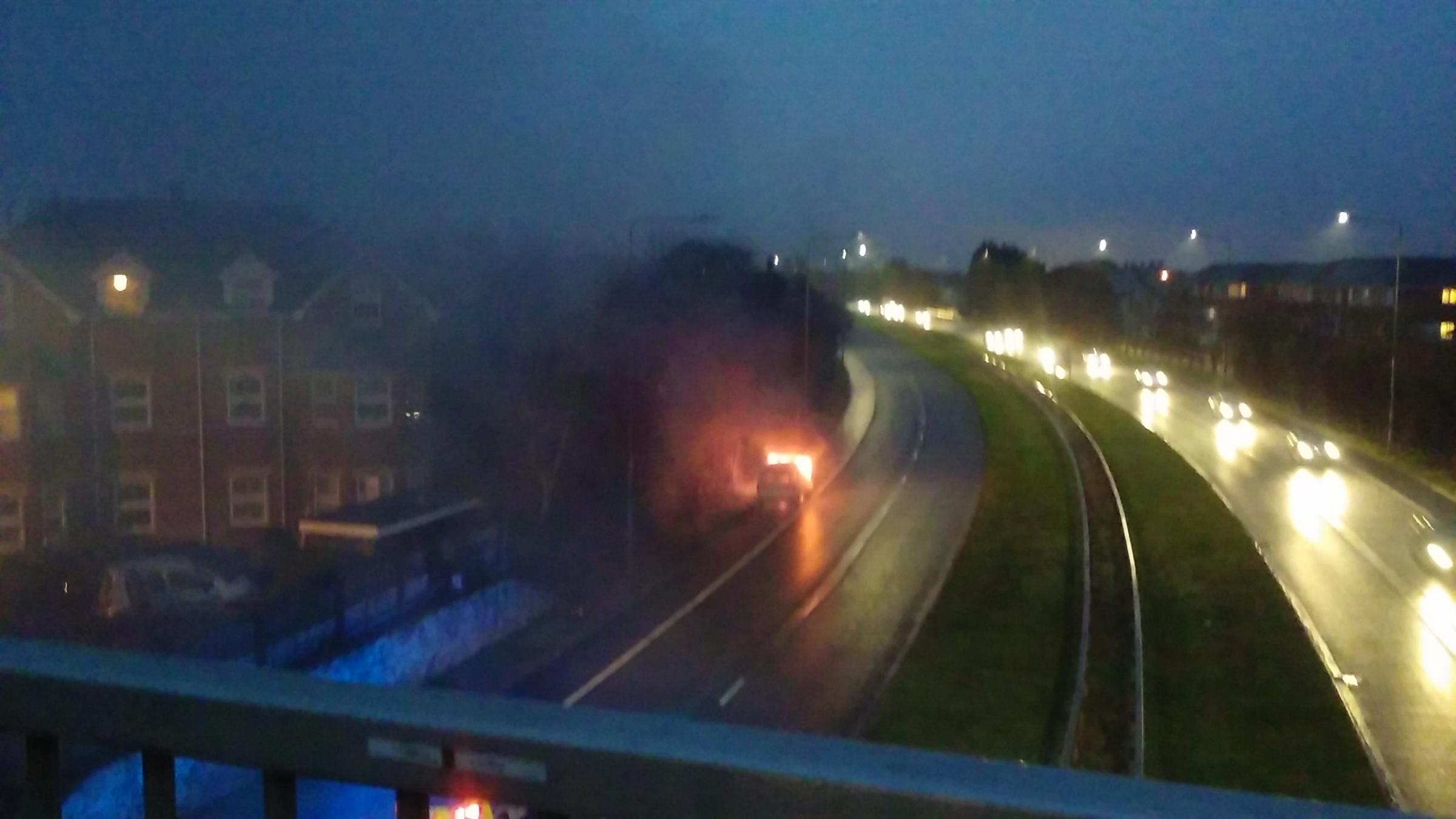 The A338 Wessex Way reopens after van blaze - Bournemouth Echo