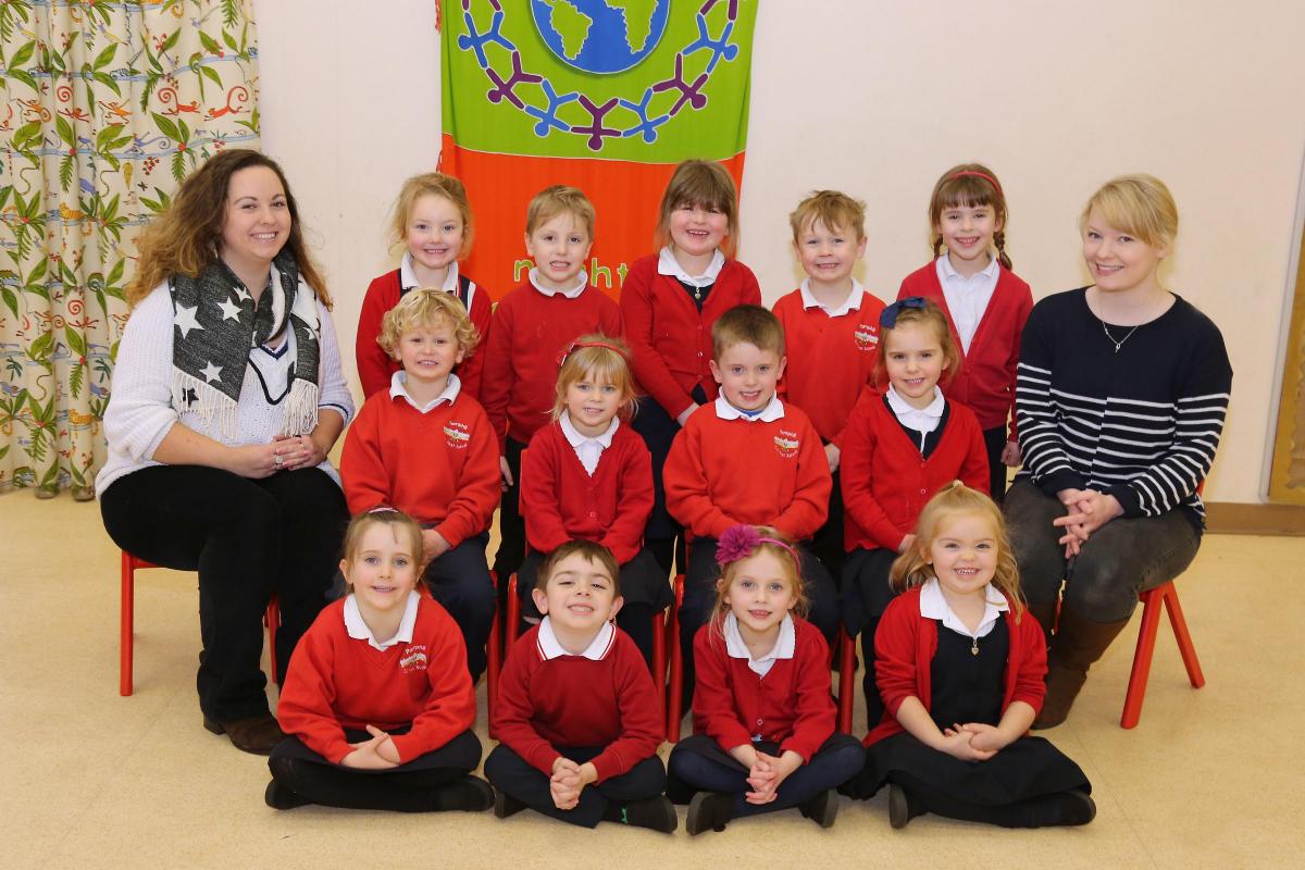 Reception children at Pamphill First School. 