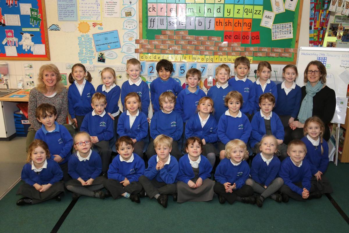 Reception children in Hedgehogs class at Colehill First School .