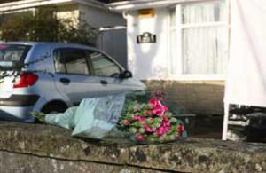 A floral tribute at the scene