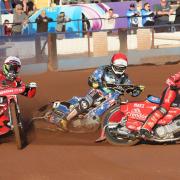 NO WAY THROUGH: Poole's Jack Holder cannot pass Panthers pair Bradley Wilson-Dean and Hans Andersen