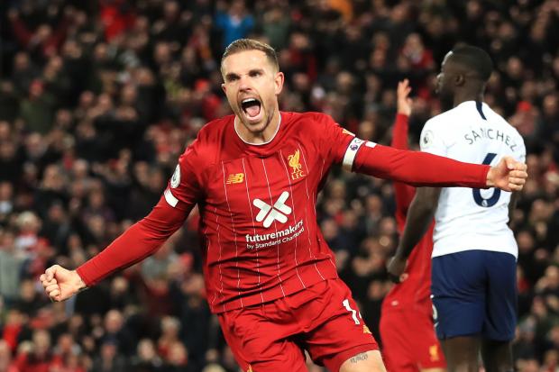 Liverpool's Jordan Henderson celebrates scoring his side's first goal of the game during the Premier League match at Anfield, Liverpool. PA Photo. Picture date: Sunday October 27, 2019. See PA story SOCCER Liverpool. Photo credit should read: Pete