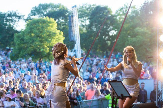 ABBA Mania will play to more than 80,000 spectators on THE LEGENDS FESTIVAL UK TOUR. The tour comes to Canford Arena, Poole in June 2021. Here they are pictured in Dorset last year. STARLIGHT CONCERTS ©