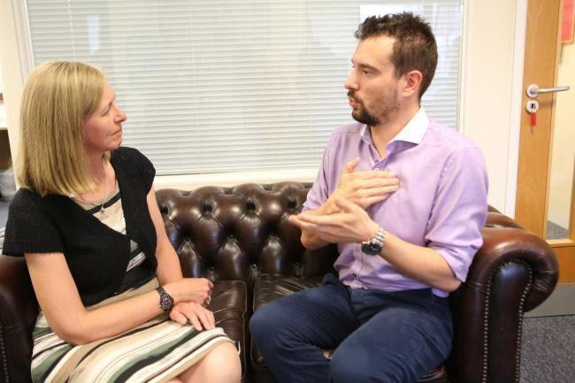 Natalie De Bruyn and Aaron Ockenden at the Royal Association of Deaf People HQ, Colchester. Picture: Newsquest