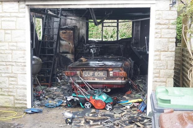 Bournemouth Echo: Jonathan Rayner's 1972 Triumph TR6 was extensively damaged by a garage fire at his home in Hynesbury Road, Christchurch
