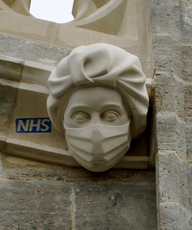 Bournemouth Echo: The limestone grotesque in situ on Christchurch Priory