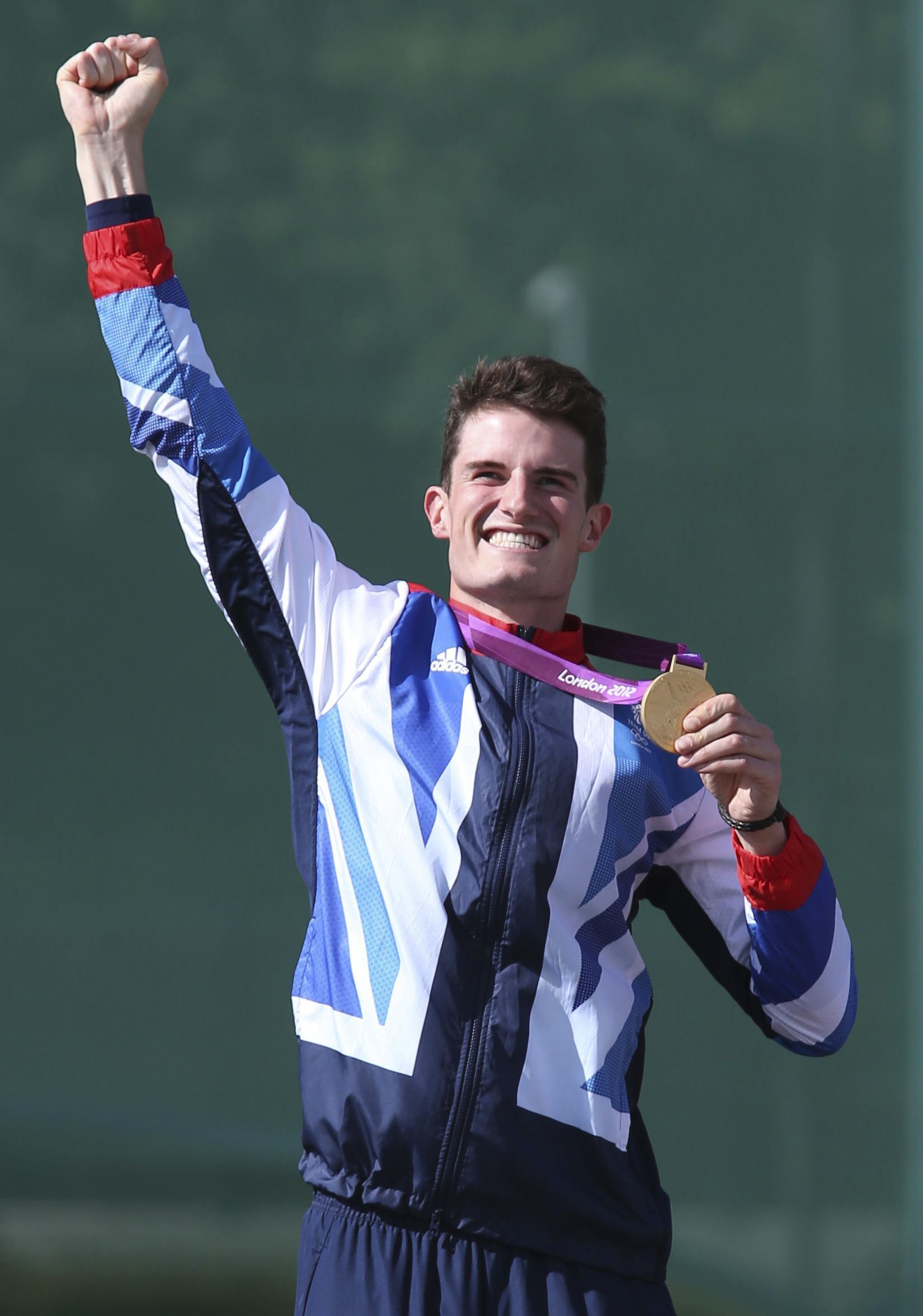 Great Britains Peter Wilson with his gold medal after winning the Double Trap Mens Final at the Royal Artillery Barracks, London. PRESS ASSOCIATION Photo. Picture date: Thursday August 2, 2012. See PA story OLYMPICS Shooting. Photo credit should read: