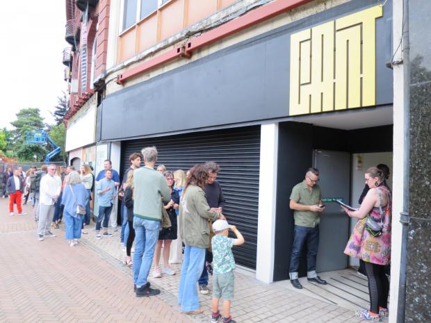 Bournemouth Echo: People queuing to enter the gallery on Saturday. Picture: GIANT