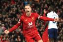 Liverpool's Jordan Henderson celebrates scoring his side's first goal of the game during the Premier League match at Anfield, Liverpool. PA Photo. Picture date: Sunday October 27, 2019. See PA story SOCCER Liverpool. Photo credit should read: Pete